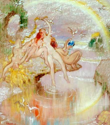 Romantisk idyll, 1920 (olje på papir)